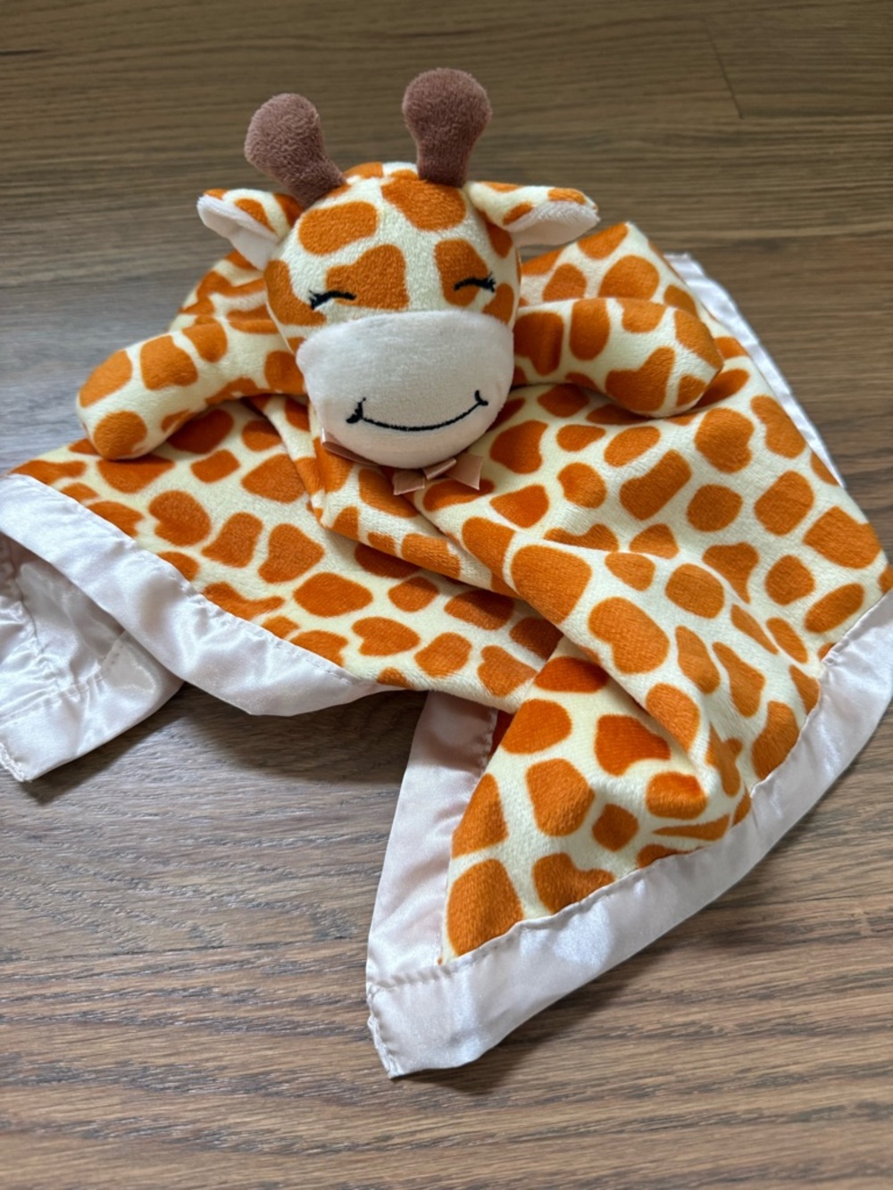 Giraffe Baby Lovey Security Blanket - Orange & White